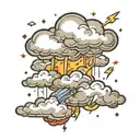 Cloud with lightning bolt striking and rain falling tattoo design idea