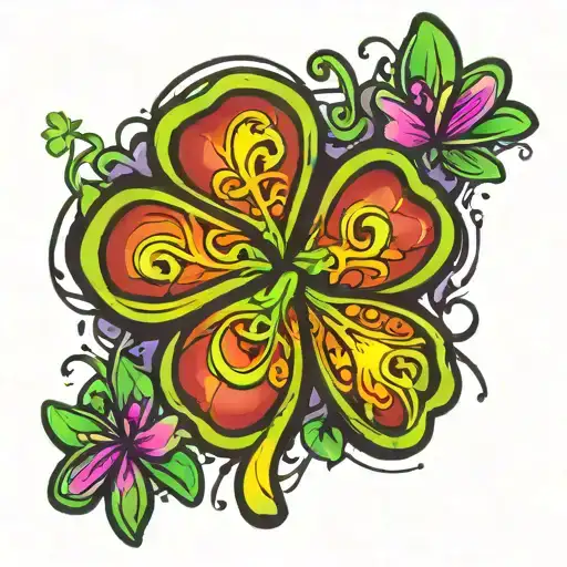 4 leaf clover  tattoo design idea