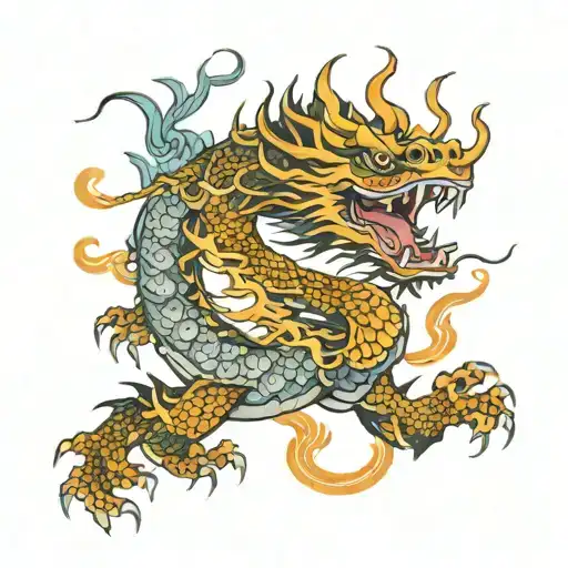 korean dragon traditional  tattoo design idea