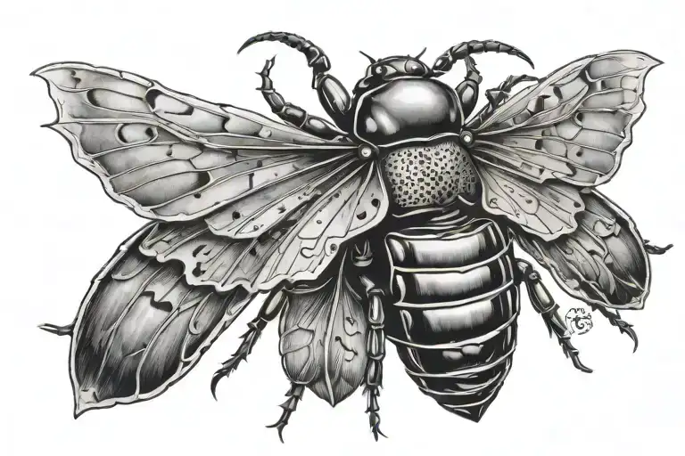 stag beetle wings open tattoo design idea