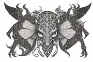 stag beetle wings open with skull tattoo design idea