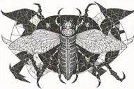stag beetle wings open with skull tattoo design idea