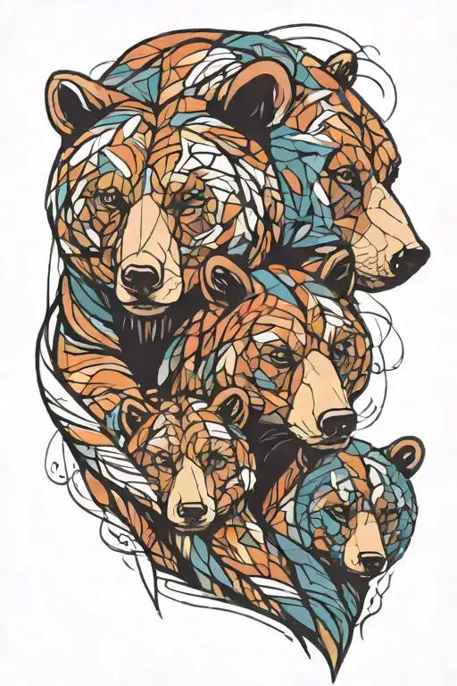 Mother bear and cub tattoo design idea
