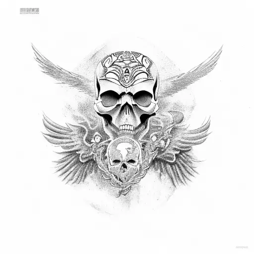 skull wings Africa Russia Japan  tattoo design idea