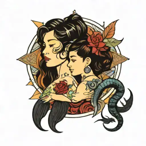 Taurua and scorpio bonded together like a mother and daughter. my mom died in 2021 tattoo design idea