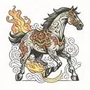 fire horse jumping tattoo design idea