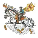 fire horse jumping tattoo design idea