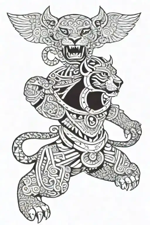 Aztec jaguar warrior tattoo design idea