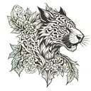 something like animal that covers upper inner forearm going up around biceps and triceps, realistic  tattoo design idea