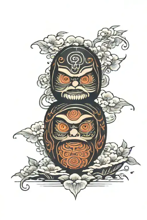 daruma doll black tattoo design idea