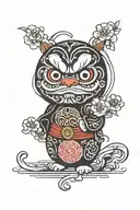 daruma doll black tattoo design idea