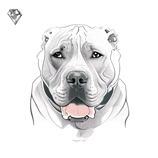 Pitbull with letters NORA tattoo design idea