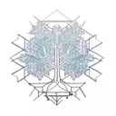 A geometric tree design incorporating mathematical symbols and patterns tattoo design idea