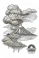 polynesian volcano explosion tattoo design idea