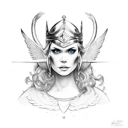 valkyrie with wings tattoo design idea
