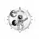 cosmonaut in the cosmos with stars, planets tattoo design idea