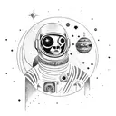 cosmonaut in the cosmos with stars, planets tattoo design idea