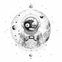 cosmonaut in the cosmos with stars, planets tattoo design idea