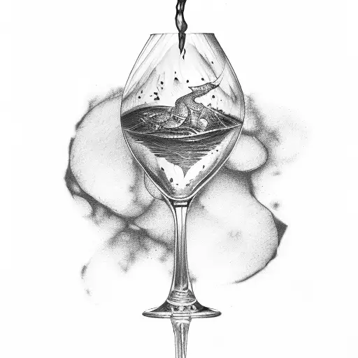 glass of wine, broken tattoo design idea
