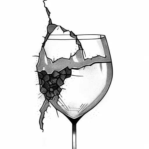 broken wine glass tattoo design idea