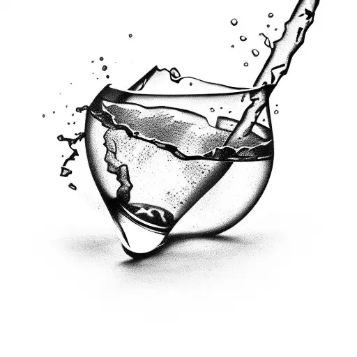 broken wine glass  tattoo design idea