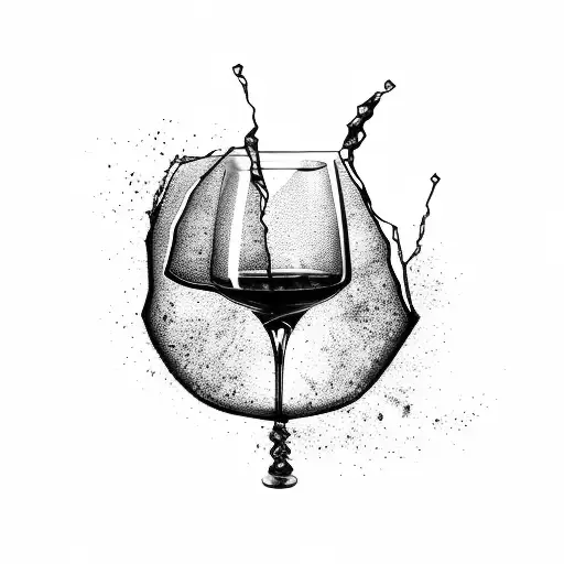 shattered wine glass  tattoo design idea