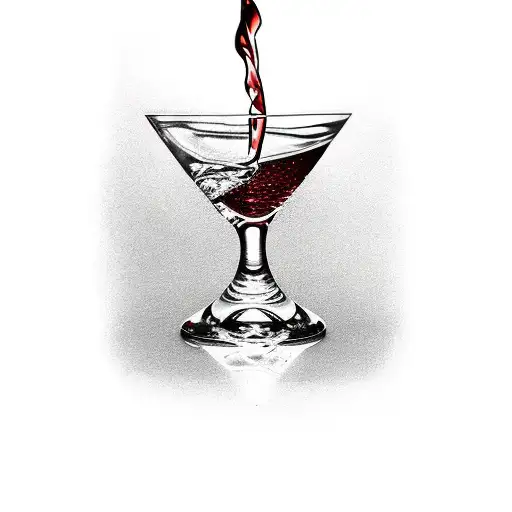 cracked glass of wine tattoo design idea