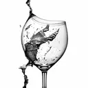 broken wine glass tattoo design idea