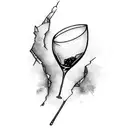 broken wine glass tattoo design idea