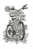 arrow  with bike, trees and "Fearfully and Wonderfully Made" tattoo design idea