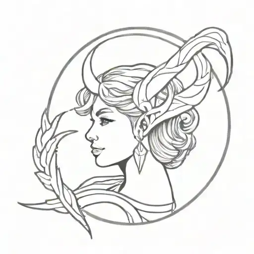 halo, devil horn, godess, scorpio  tattoo design idea