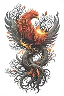 Phoenix Fire and Tree of Life tattoo design idea