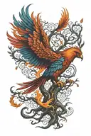 Phoenix Fire and Tree of Life tattoo design idea