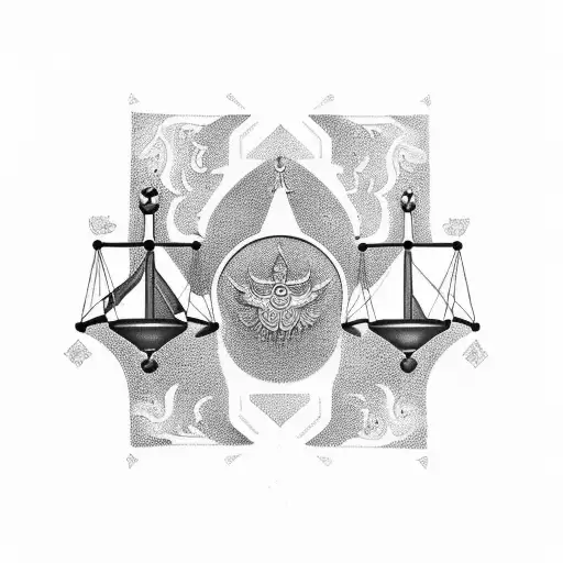 A balance scale with intricate details, representing a love for equality and justice tattoo design idea