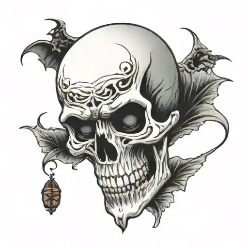 dracula skull tattoo design idea