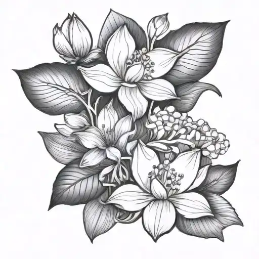 symbol of happiness vietnam lotus and white orchid and tattoo design idea