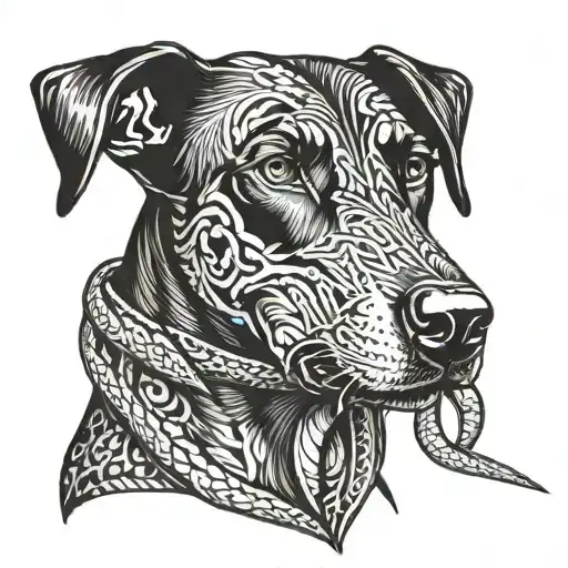 doberman with snake wrapped tattoo design idea