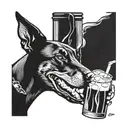 doberman w tequila bottle tattoo design idea