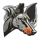 doberman w tequila bottle tattoo design idea