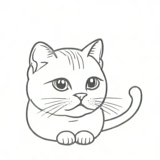 Scottish fold cat shows little tongue  tattoo design idea