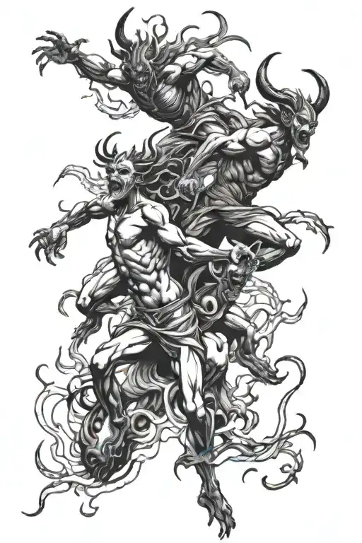 demons running from light tattoo design idea