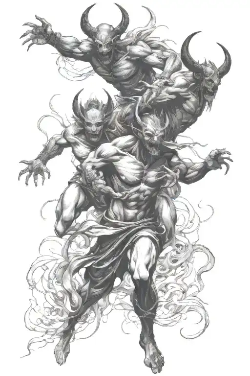 demons running from light tattoo design idea