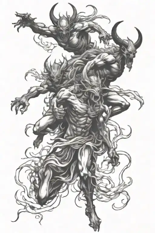 demons running from light tattoo design idea