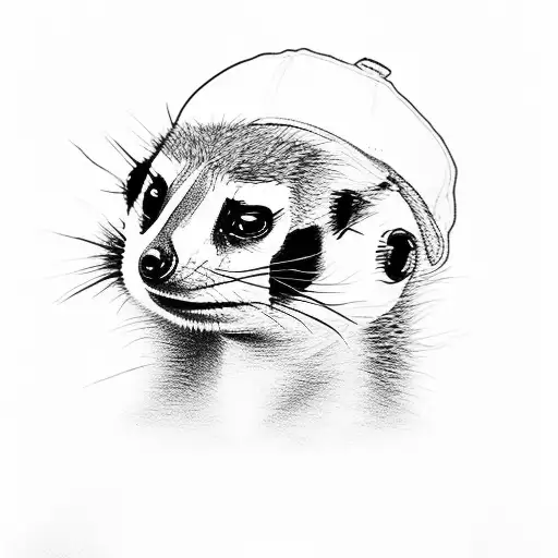 meerkat with a cap on top of a harley tattoo design idea