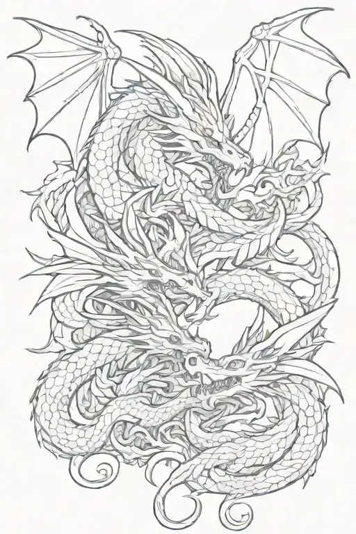 dragons eating dragons as a family tattoo design idea