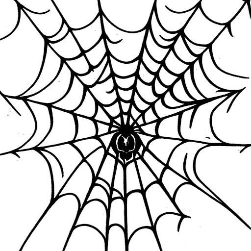 Spider Web lightning bolt demon behind rock  tattoo design idea