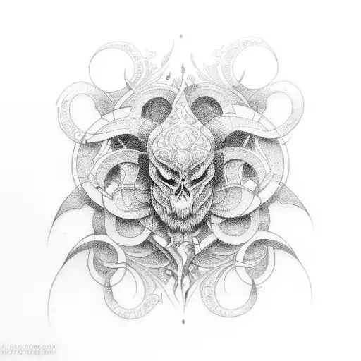 Ornate line tattoo design idea