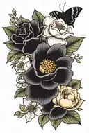 January, October and November birth flower bouquet  tattoo design idea