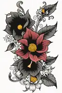 January, October and November birth flower bouquet  tattoo design idea
