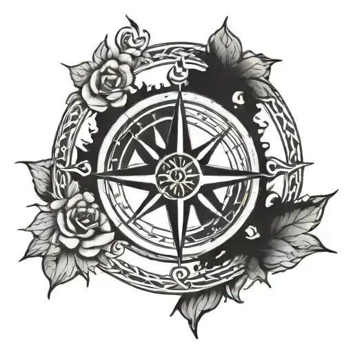 celtic compass rose with quote '"Fall in love with the journey not the destionation tattoo design idea